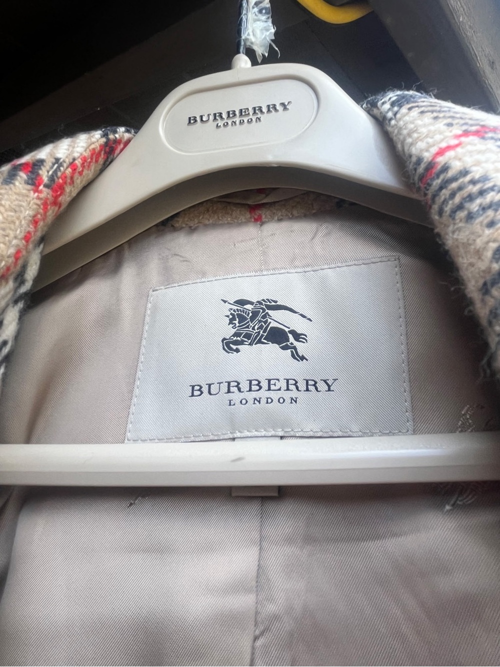 Burberry Plaid Coat in Beige, Red, Navy